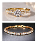 bracelet tennis + bague solitaire