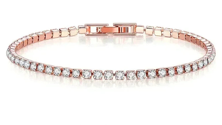 bracelet tennis  or rosé - argenté
